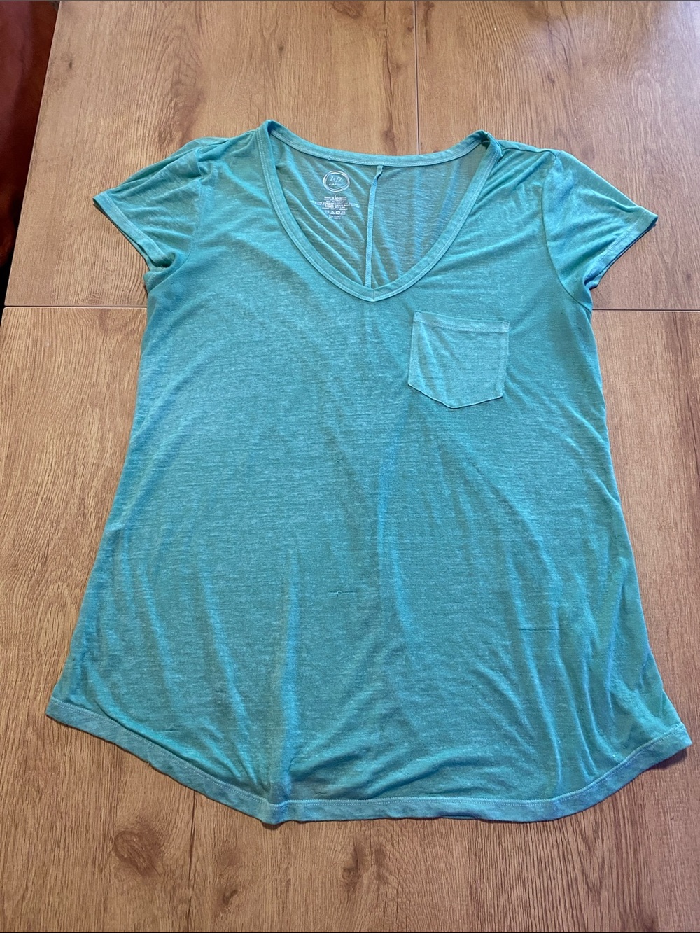 Maurices Teal V-Neck Short Sleeve Pocket Tee